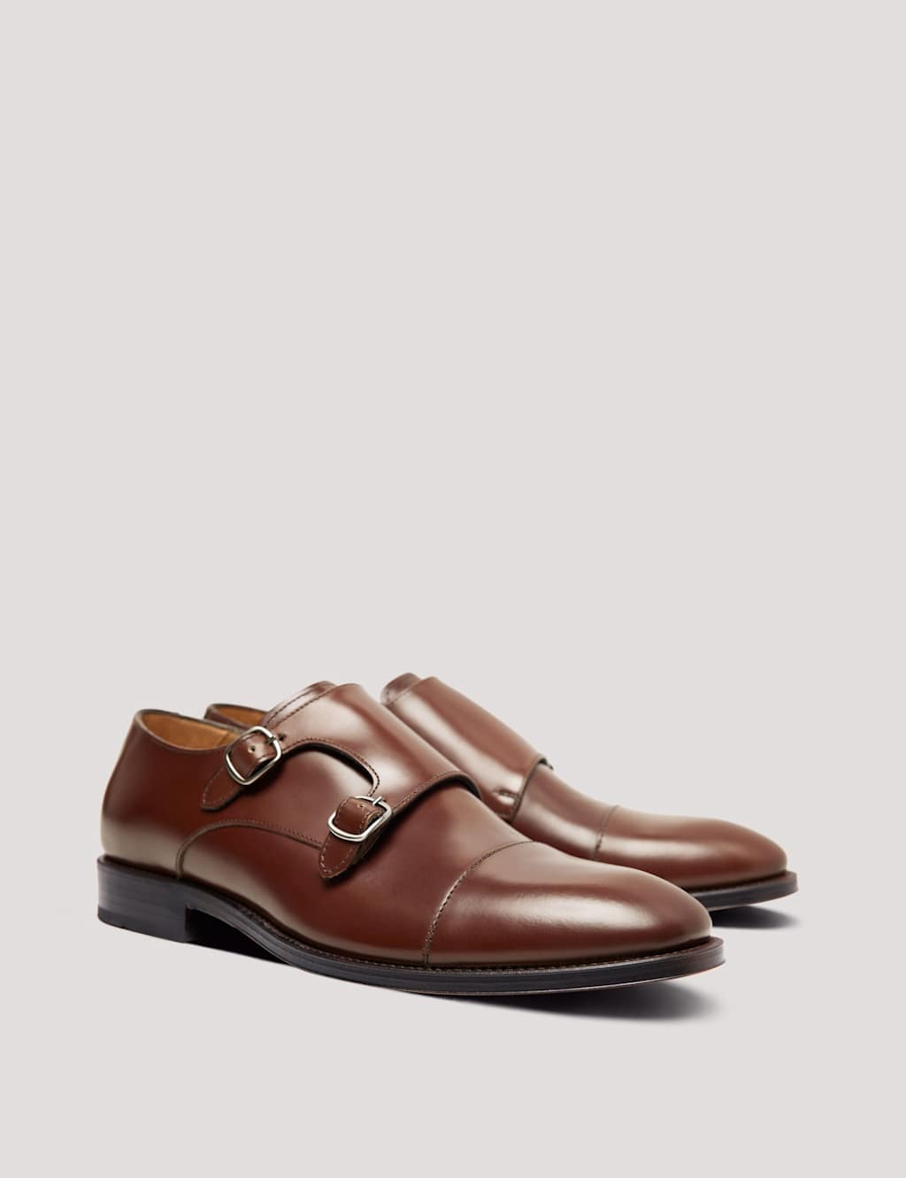 Hawes & Curtis Men's Leather Double Monk Strap Shoes - 8½ - Tan - Available at M&S