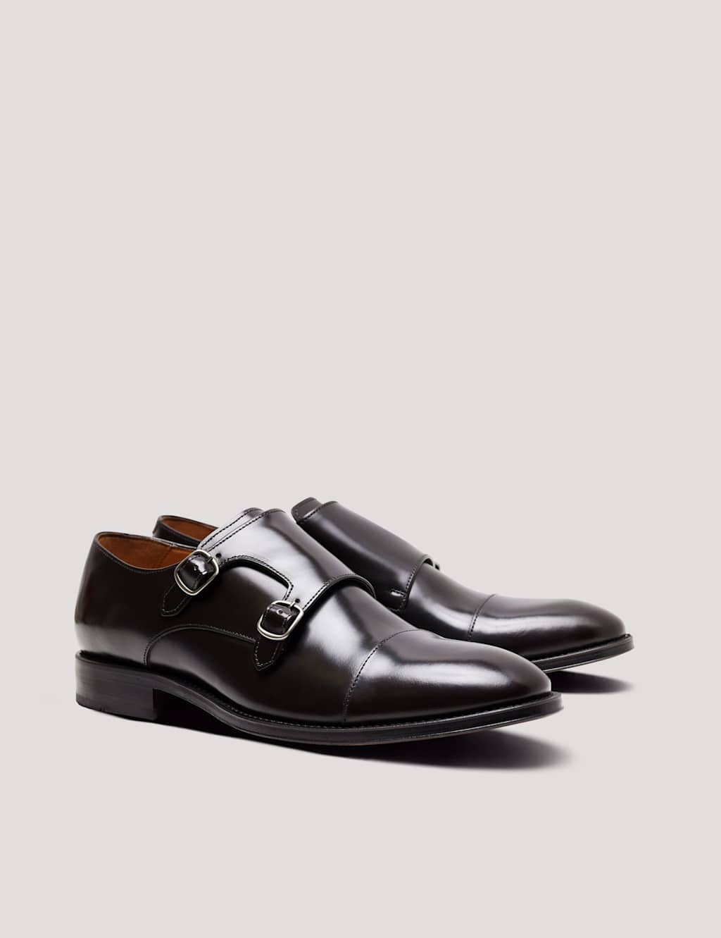 Leather Double Monk Strap Shoes
