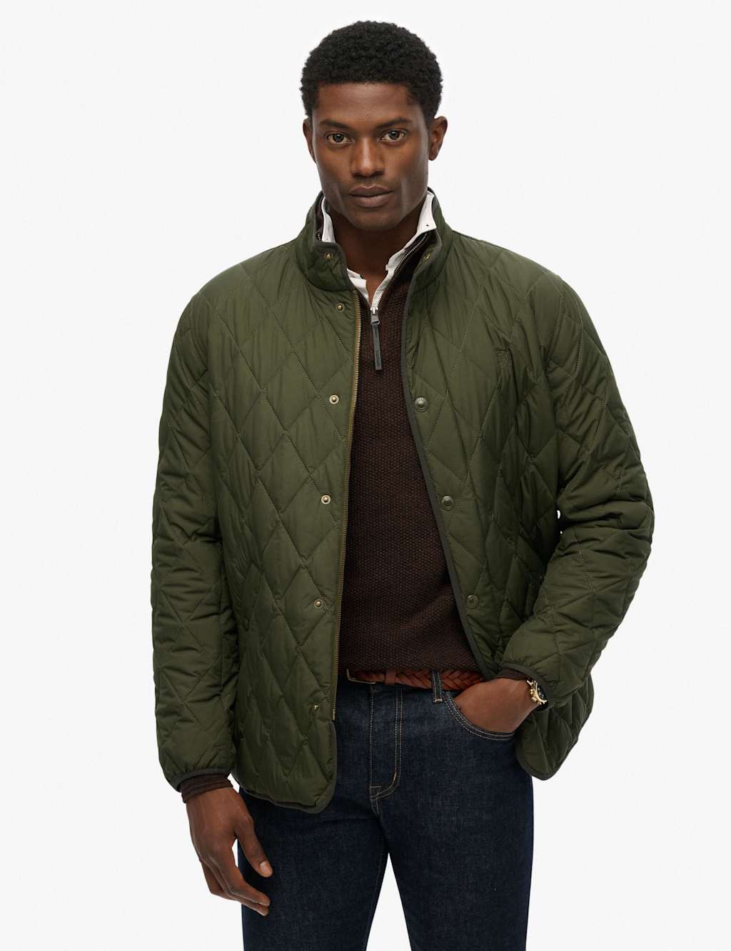 Superdry & Co Slim Fit Quilted Funnel Neck Estate Jacket Green