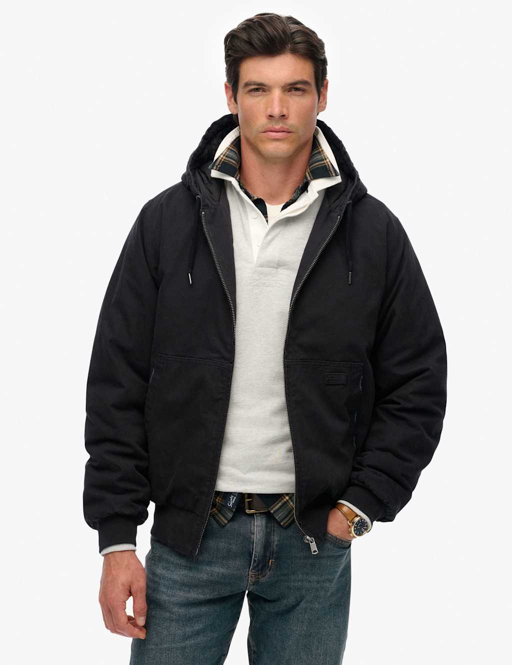 Superdry & Co Canvas Hooded Parka Jacket Black