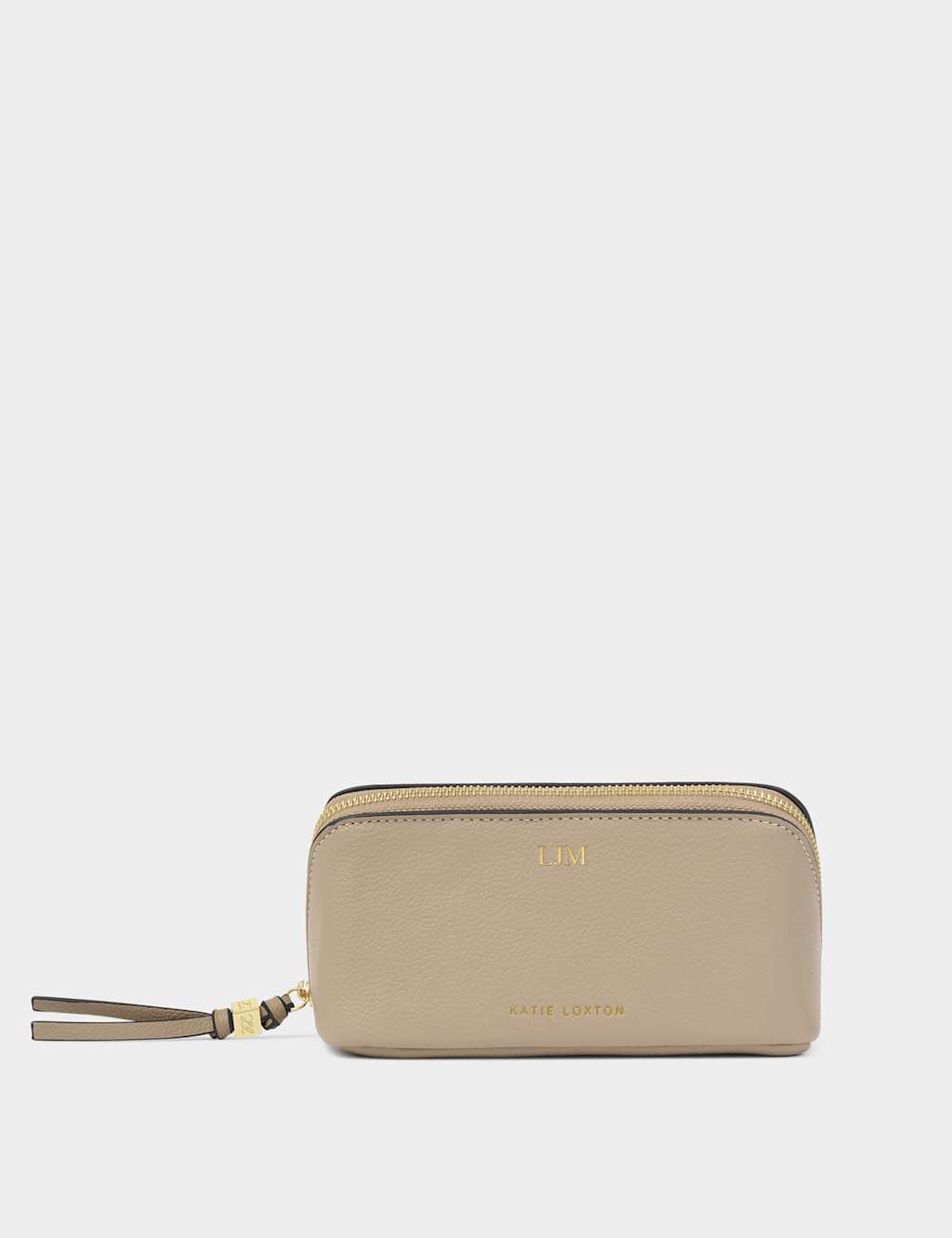 Katie Loxton Women's Personalised Faux Leather Fold-Out Make-Up Bag with Mirror - Taupe - Available at M&S