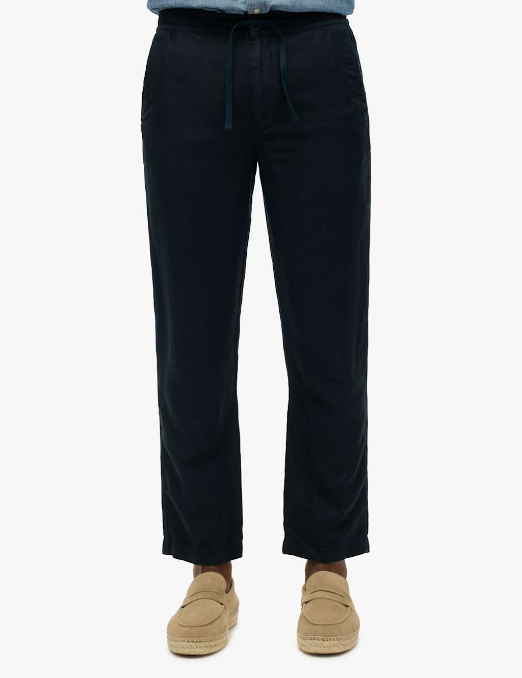 Superdry & Co Linen Rich Lightweight Trousers Navy