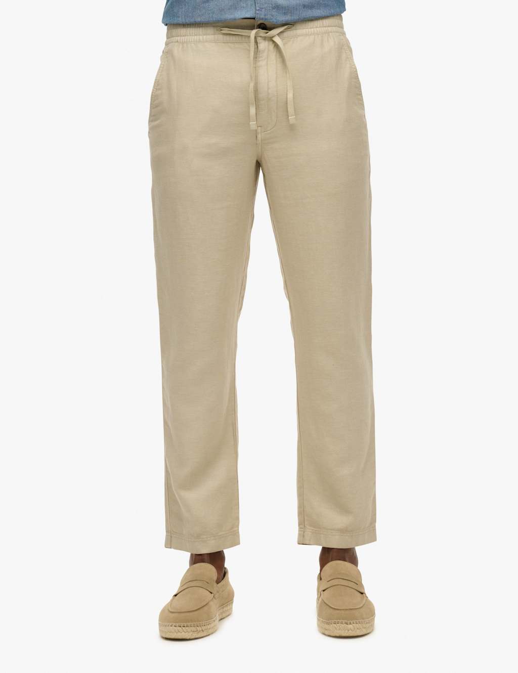 Superdry & Co Linen Rich Lightweight Trousers Light Grey
