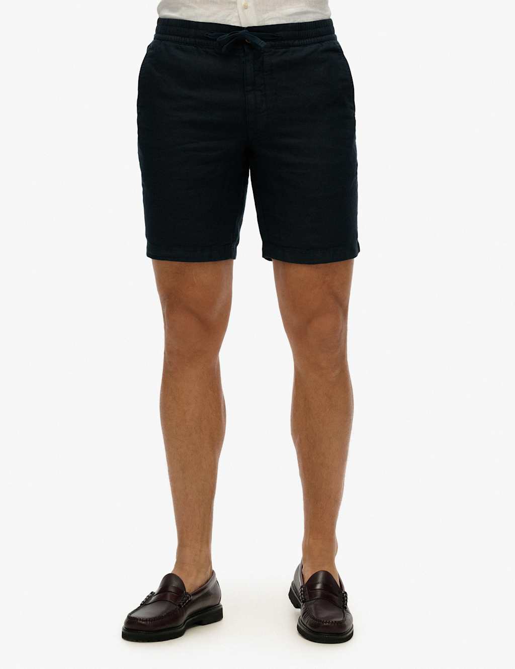Superdry & Co Merchant Linen Rich Shorts with Cotton Navy