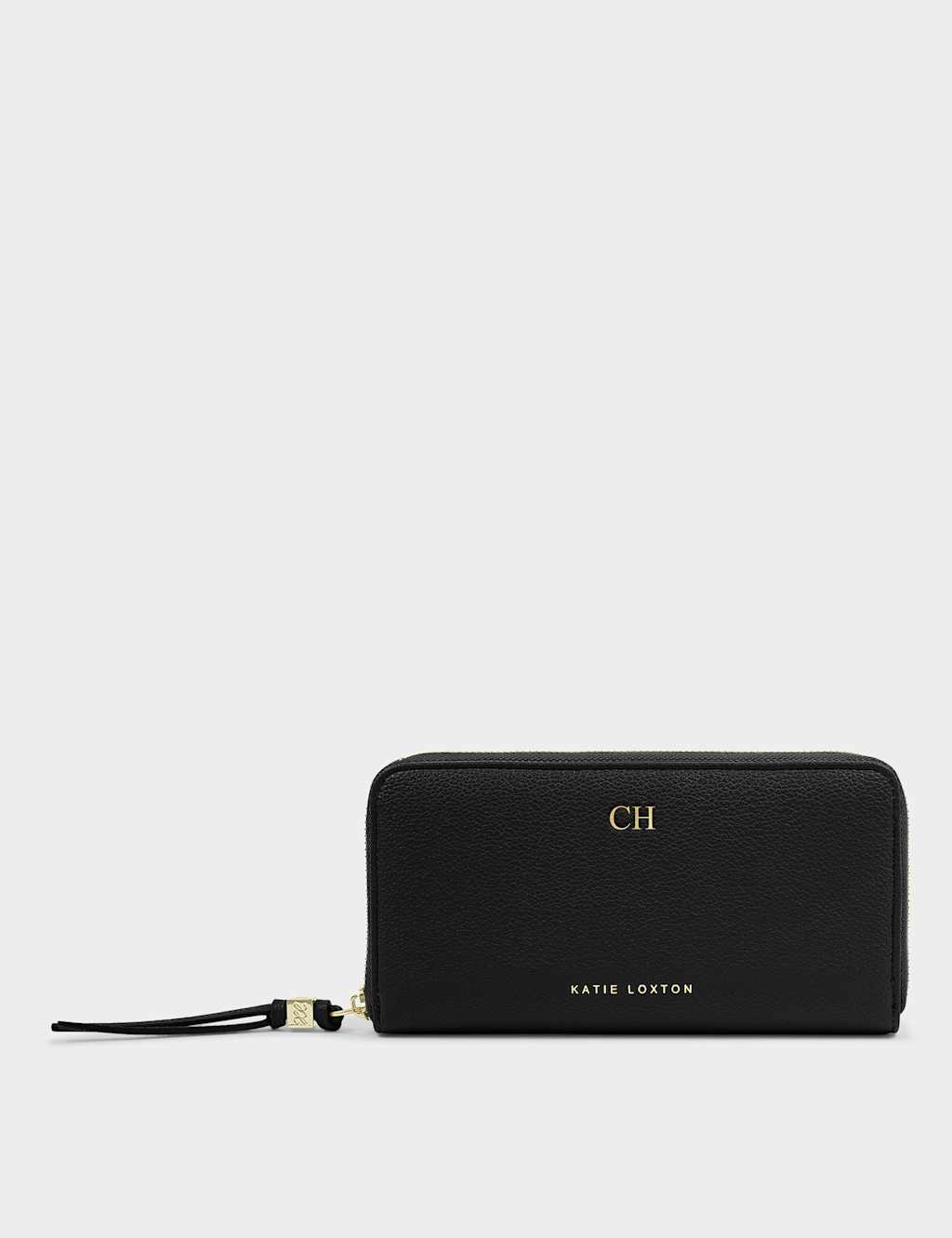 Katie Loxton Women's Personalised Large Zip Around Purse - Black - Available at M&S
