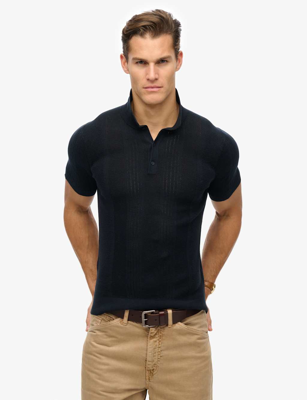Slim Fit Cotton Rich Knitted Polo Shirt