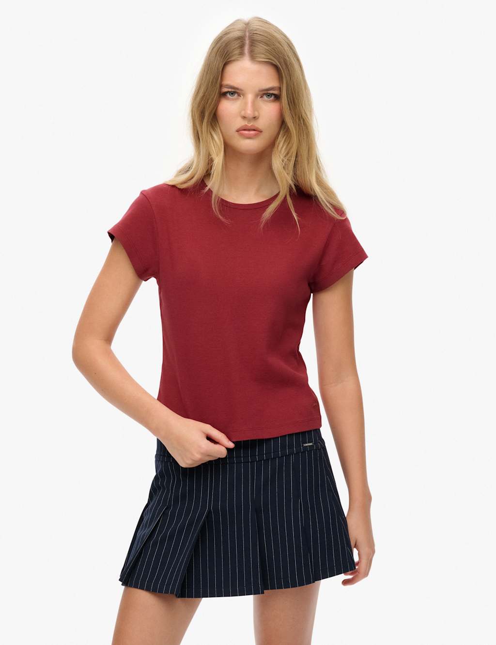 Superdry & Co Pure Cotton Cap Sleeve T-Shirt Red