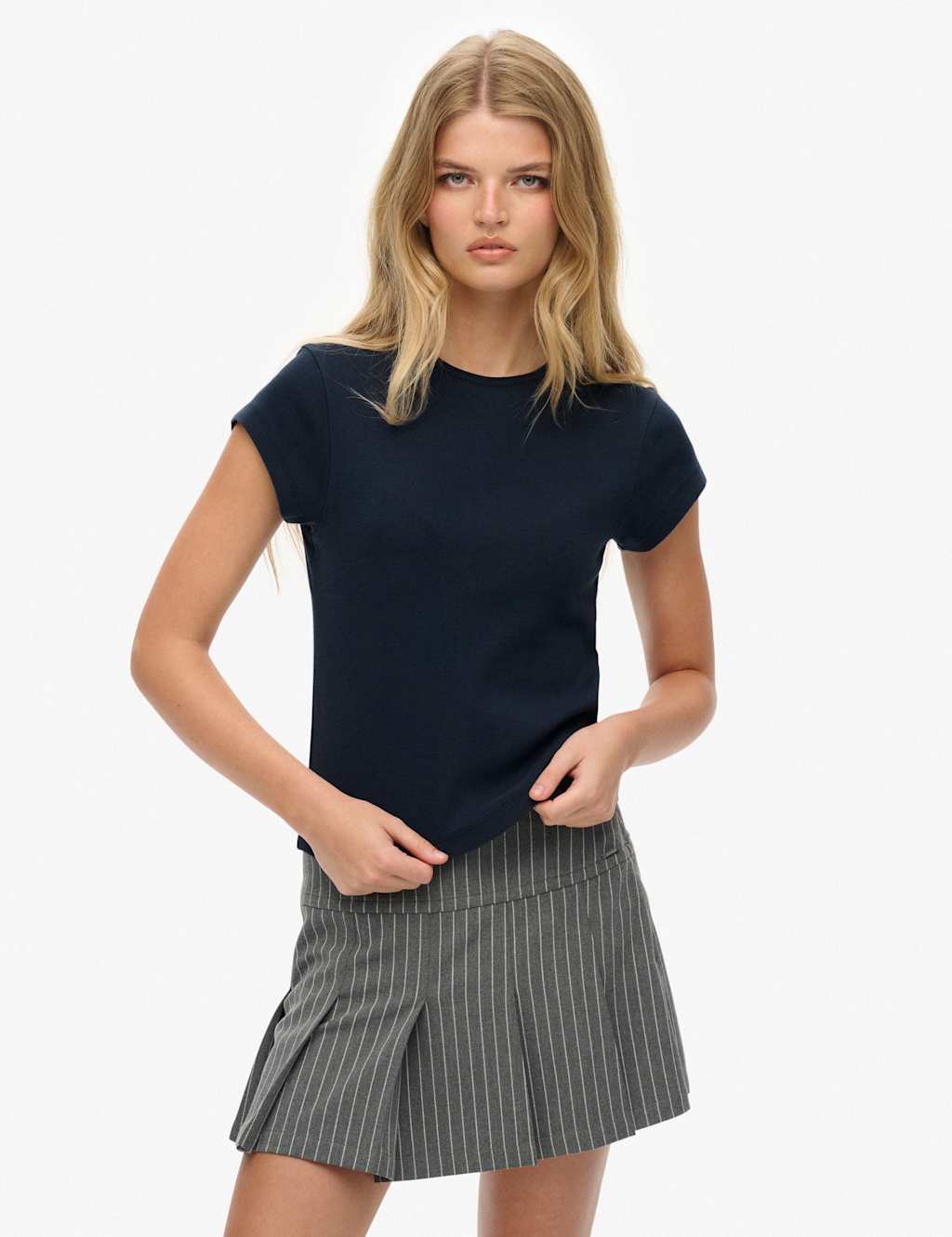 Superdry & Co Women's Pure Cotton Cap Sleeve T-Shirt - 12 - Navy - Available at M&S