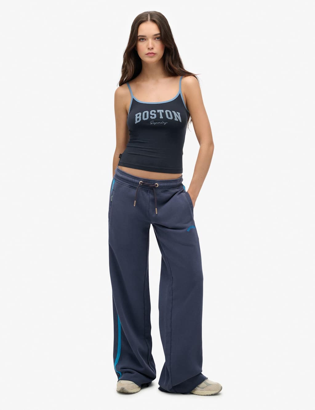Superdry & Co Women's Pure Cotton Mid Rise Straight Leg Joggers - 12 - Navy, Navy