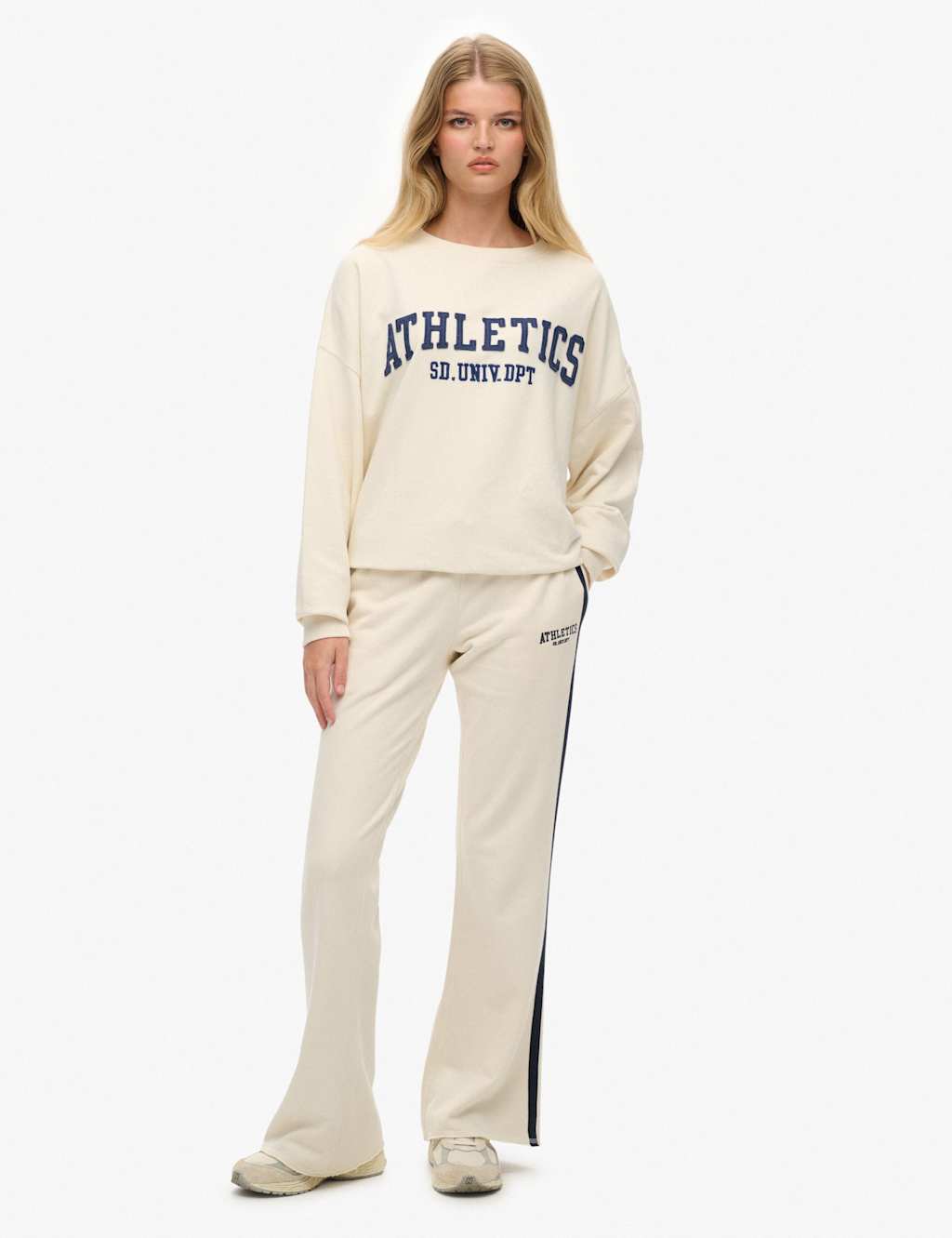 Superdry & Co Pure Cotton Side Stripe Flared Joggers White