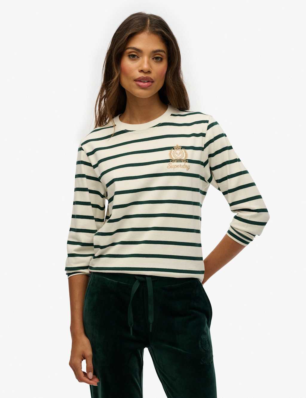 Superdry & Co Pure Cotton Striped Boxy Top White