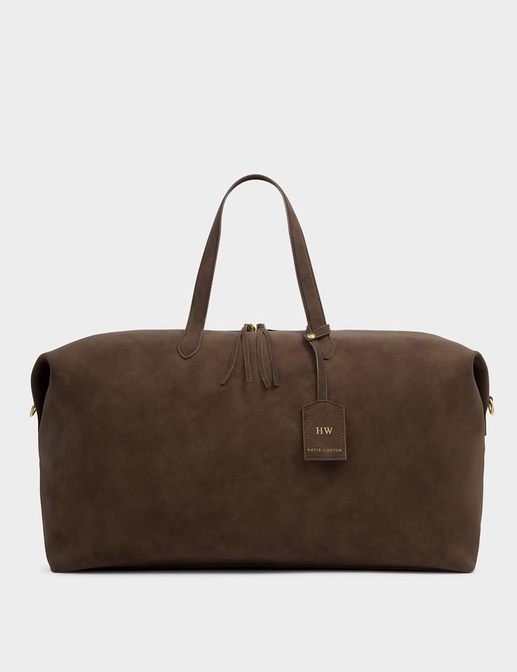 Katie Loxton Women's Personalised Suedette Weekend Bag - Chocolate - Available at M&S