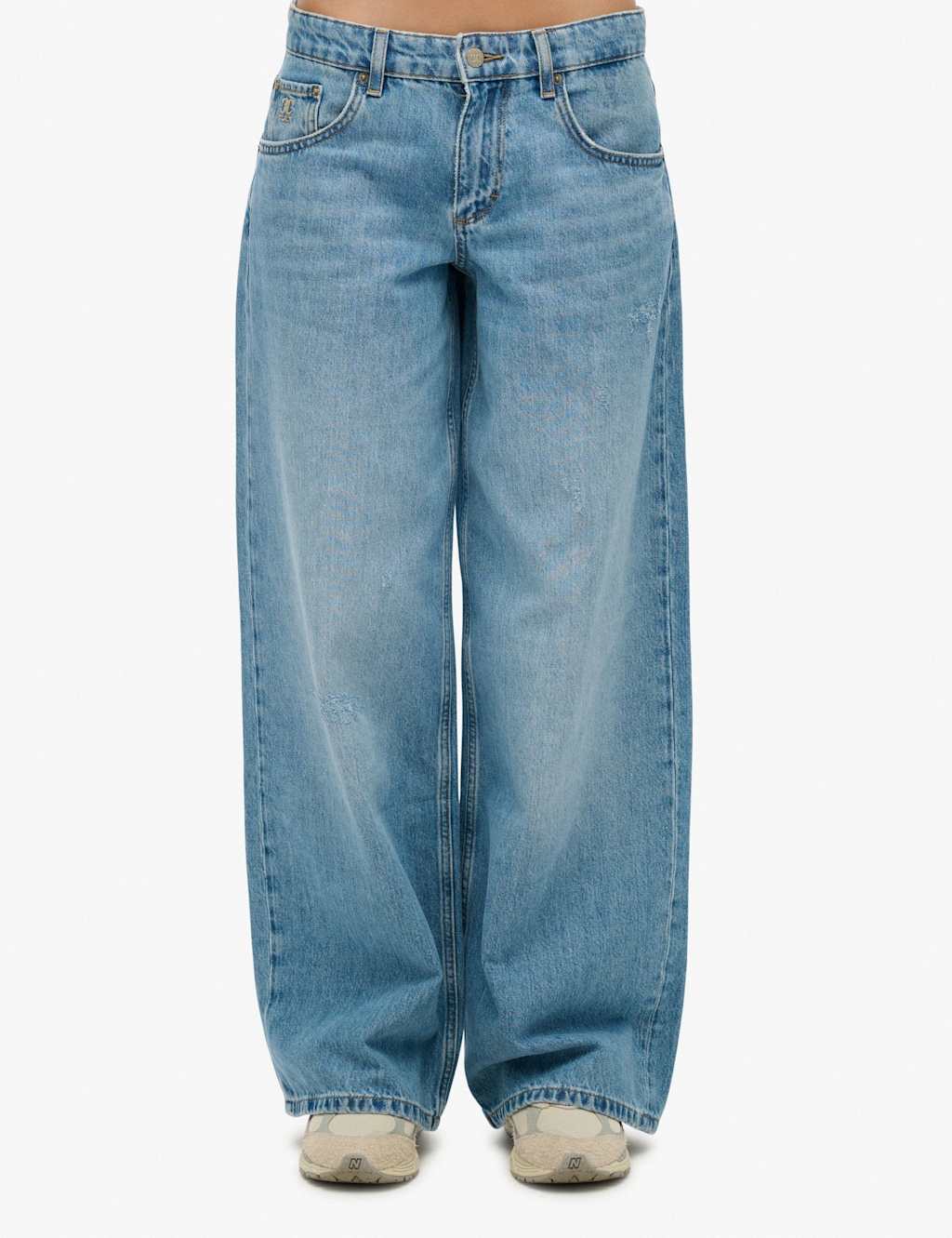 Superdry & Co Women's Pure Cotton Mid Rise Wide Leg Jeans - 26 - Light Blue, Light Blue