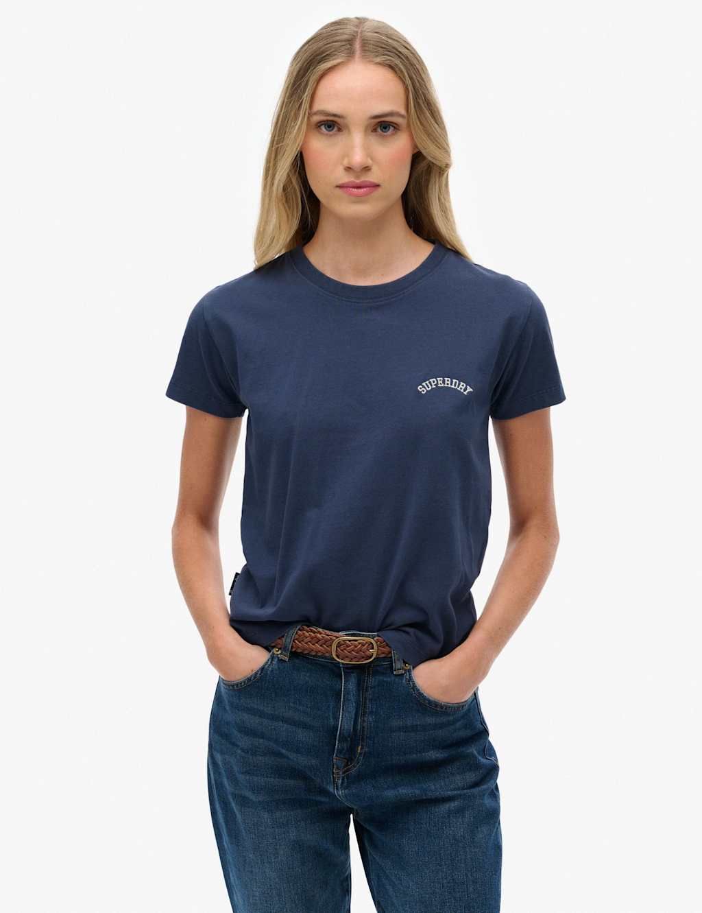 Superdry & Co Pure Cotton Embroidered Logo T-Shirt Navy