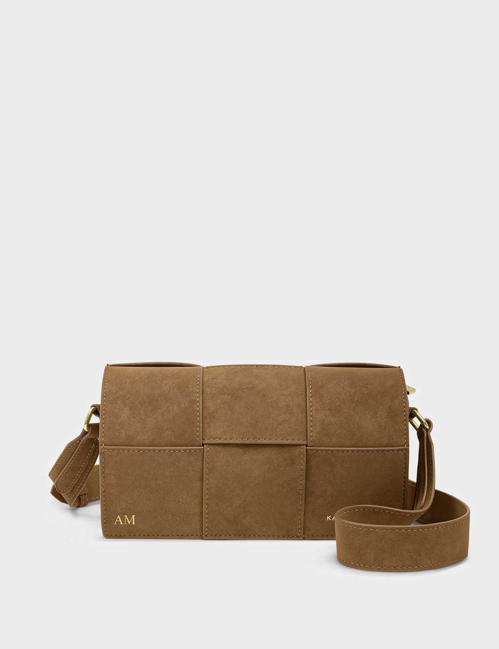 Katie Loxton Women's Personalised Faux Suede Woven Cross Body Bag - Camel - Available at M&S