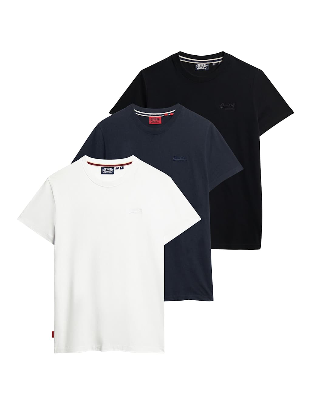 Superdry & Co Men's 3pk Pure Cotton Crew Neck T-Shirts - M - Black, Black,Blue,White