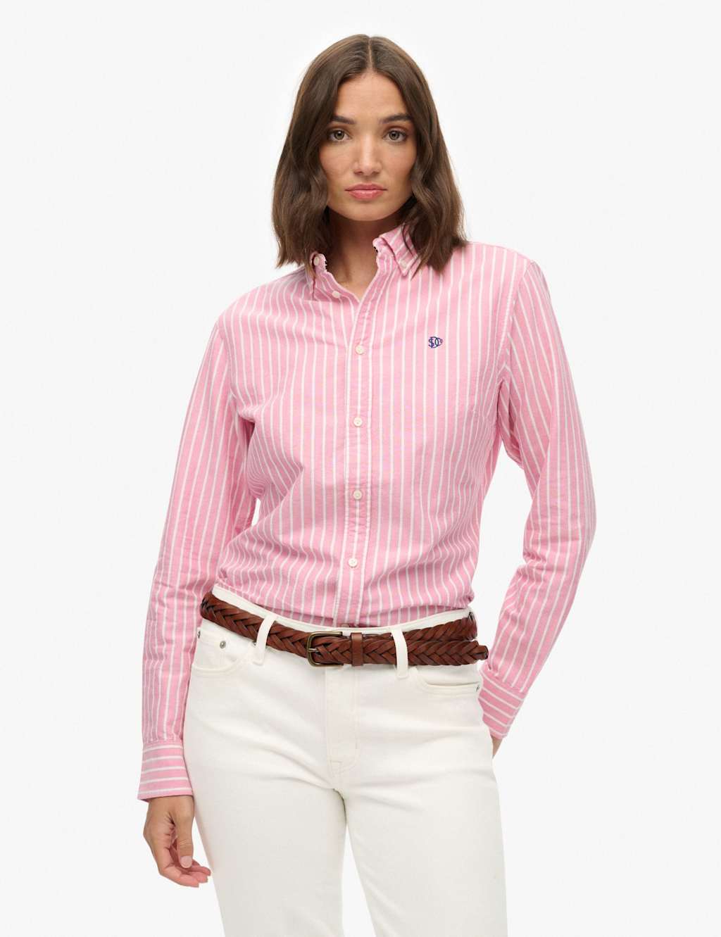 Superdry & Co Pure Cotton Striped Oxford Shirt Pink