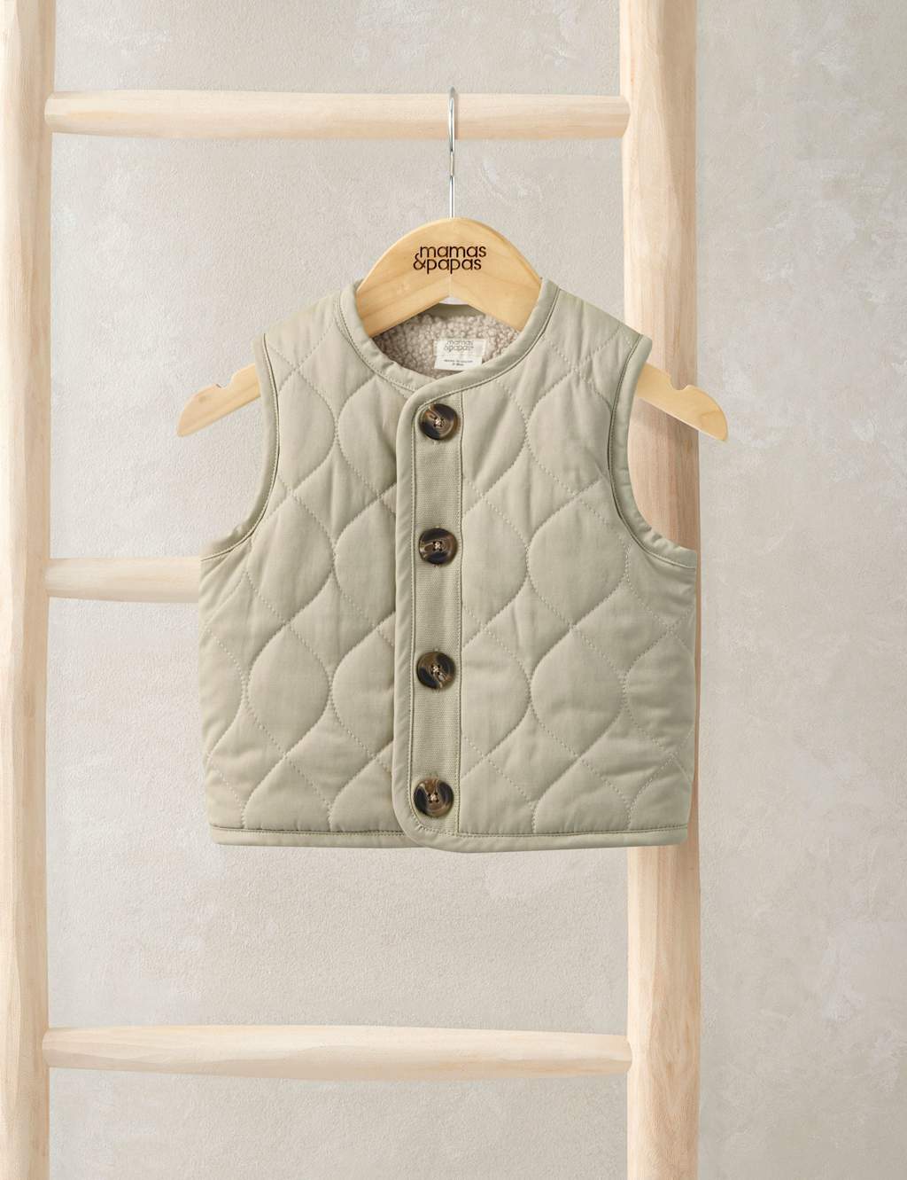 Mamas & Papas Boys Cotton Blend Quilted Gilet (3-36 Mths) - 6-9 Months - Beige - Available at M&S