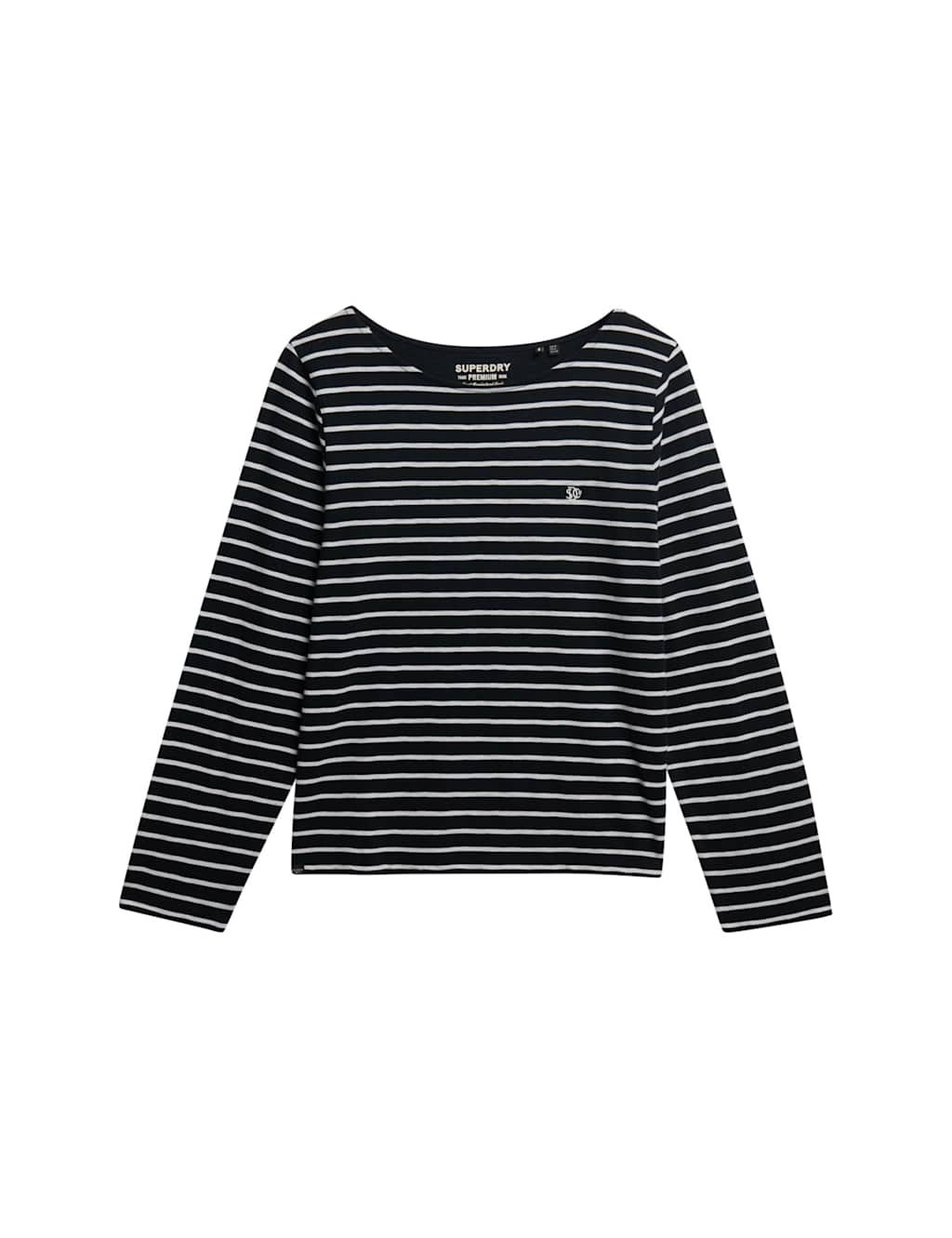 Superdry & Co Cotton Rich Striped Slash Neck Top Black