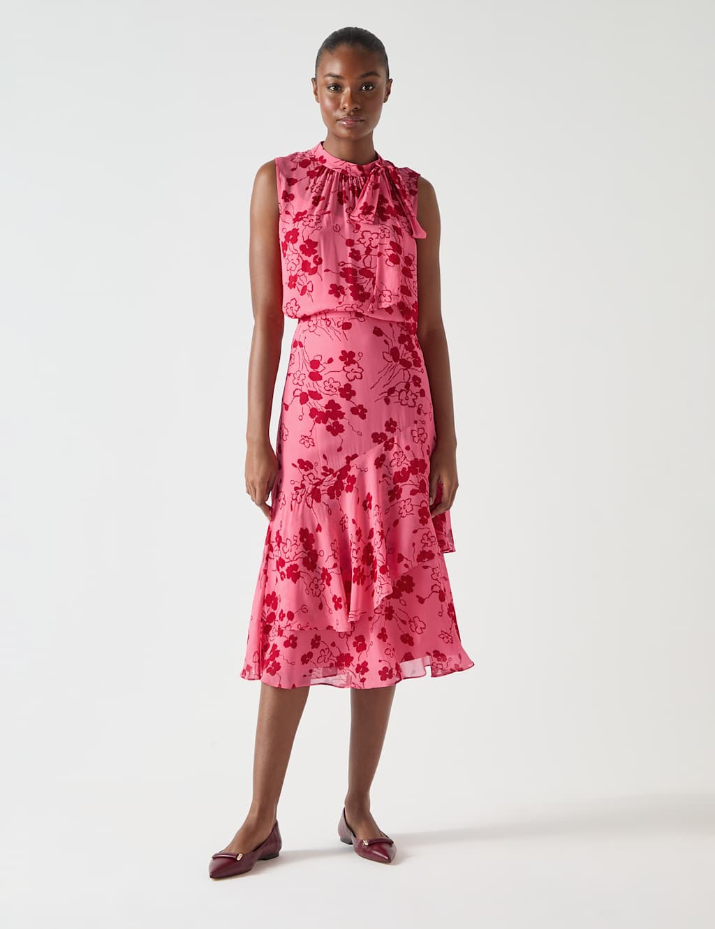 Floral Midi Tiered Skirt