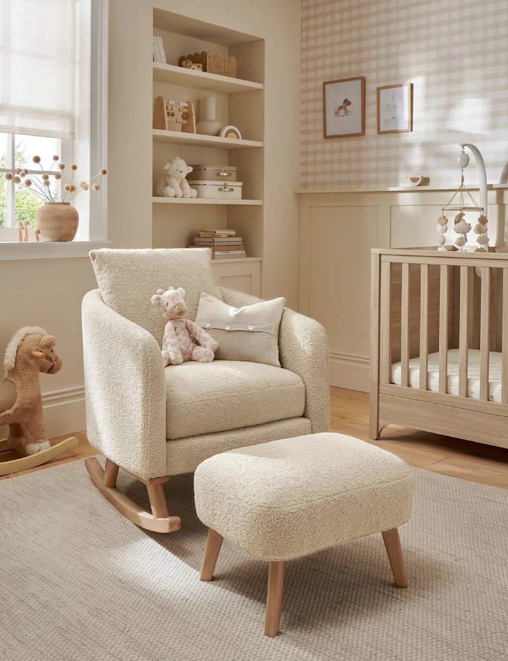 Mamas & Papas unisex Alma Nursing Chair and Stool - Cream Mix - Available at M&S