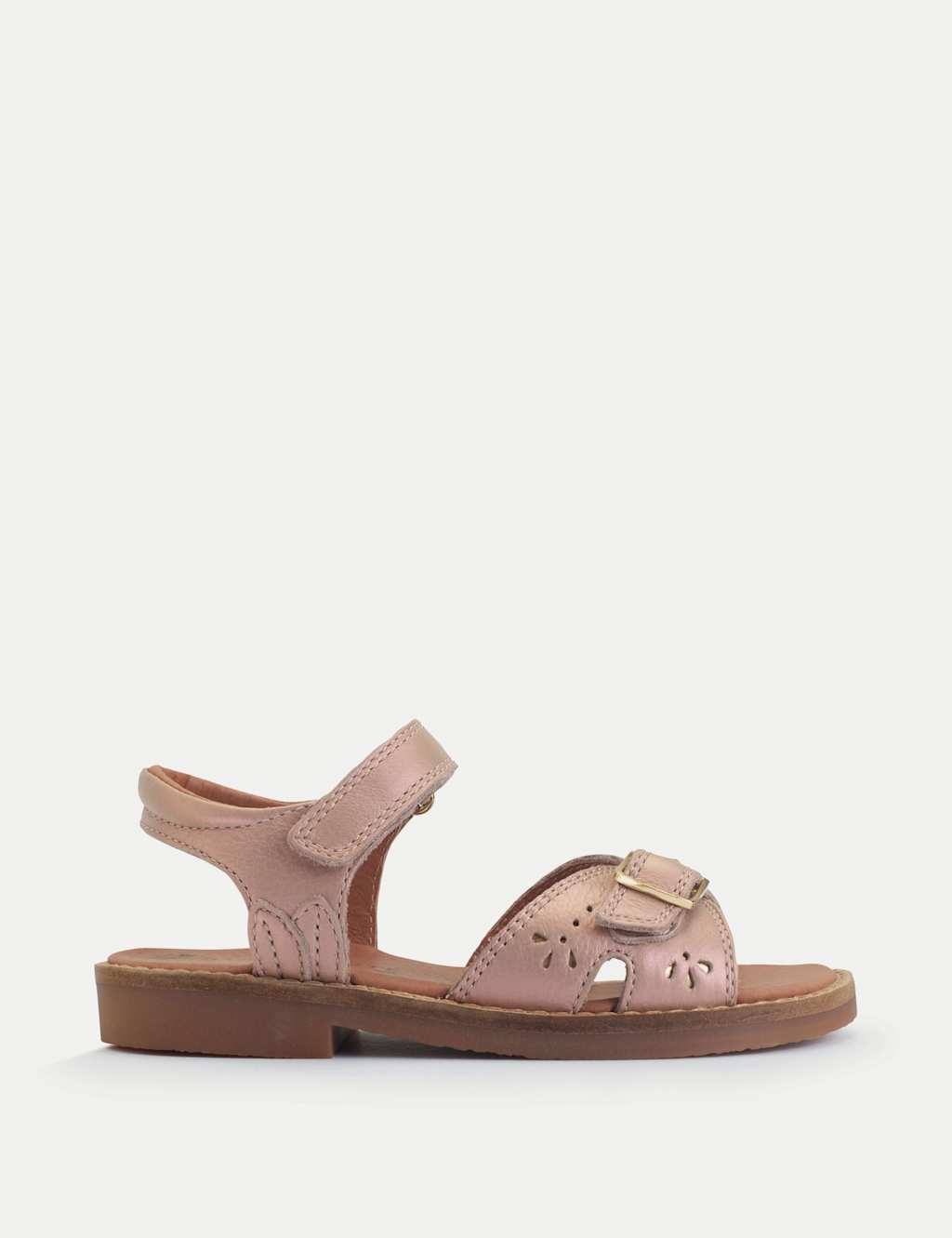 Start-Rite Girls Leather Pearlised Riptape Sandals (7 Small-13 ½ Small) - 9 - Taupe - Available at M&S