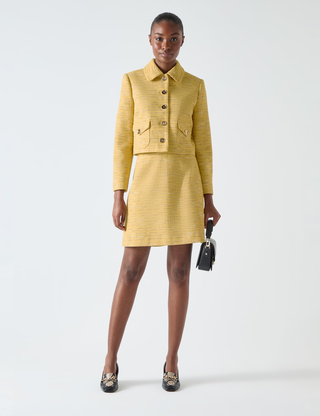 Tweed Textured Pocket Detail Cropped Jacket