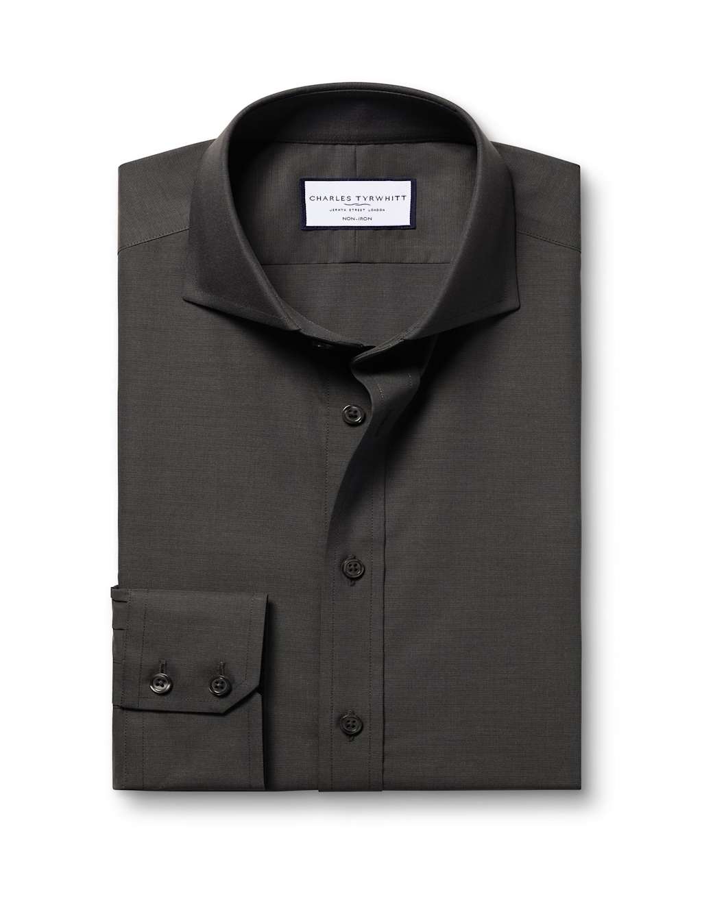 Charles Tyrwhitt Non Iron Regular Fit Pure Cotton Shirt Dark Grey