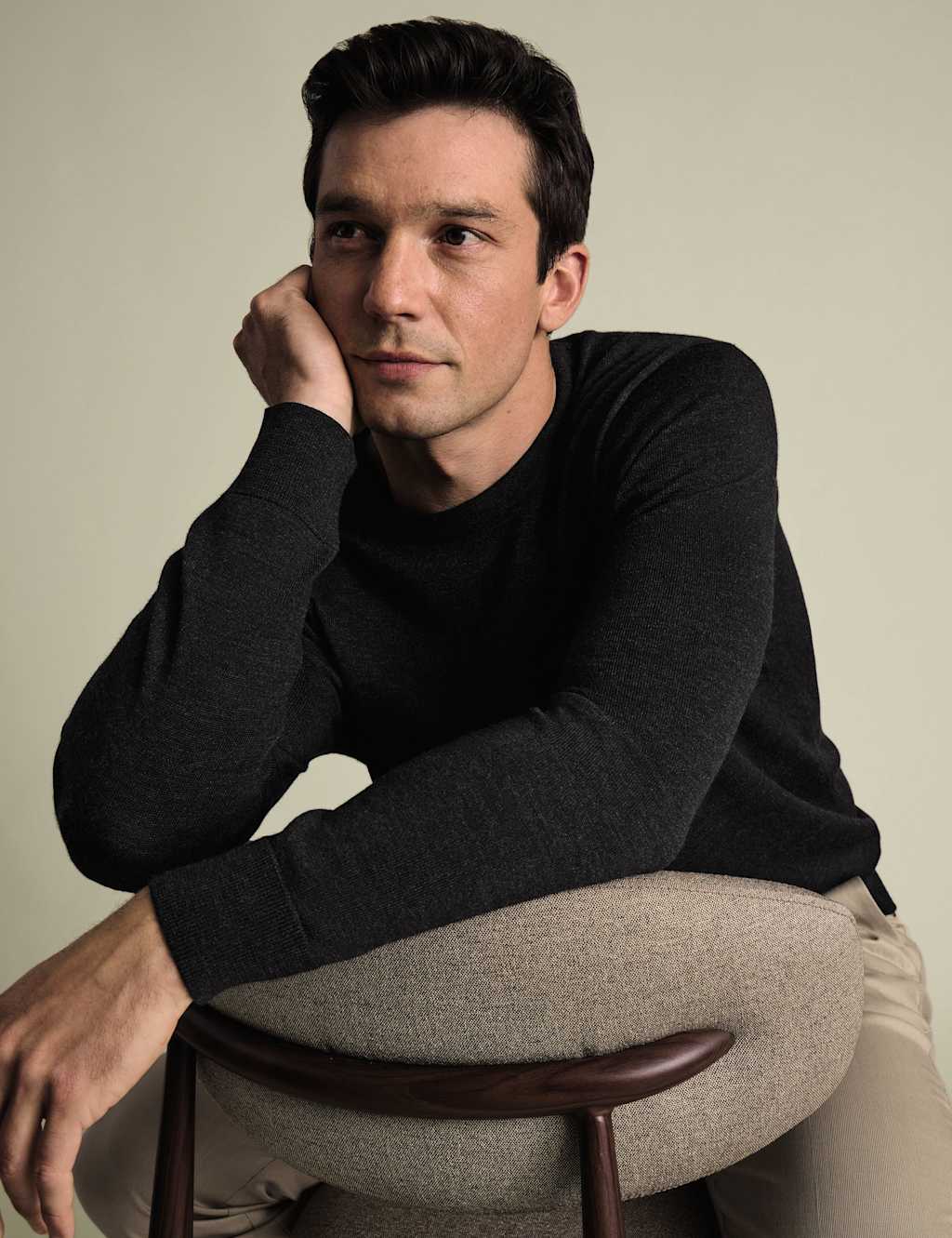 Charles Tyrwhitt Pure Merino Wool Crew Neck Jumper Charcoal