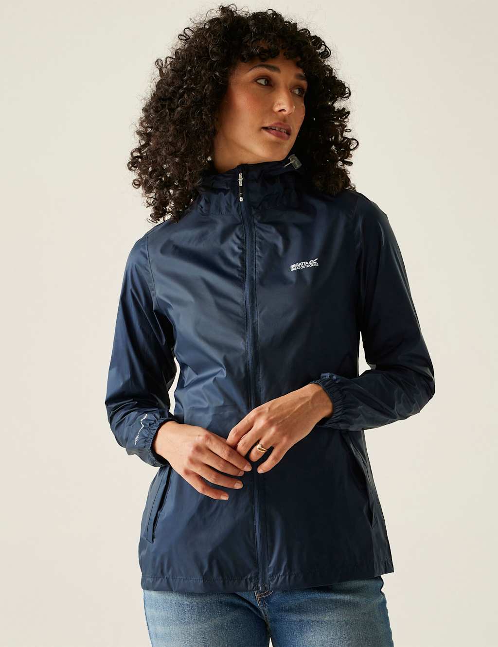 Regatta Pack It III Hooded Packaway Rain Jacket Dark Blue