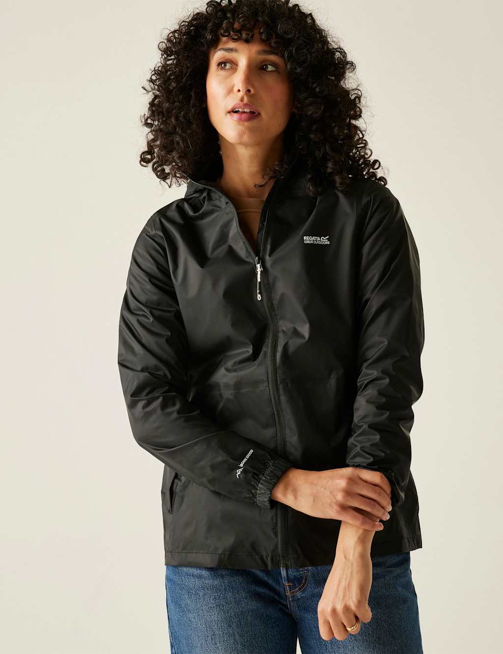 Regatta Pack It III Hooded Packaway Rain Jacket Black