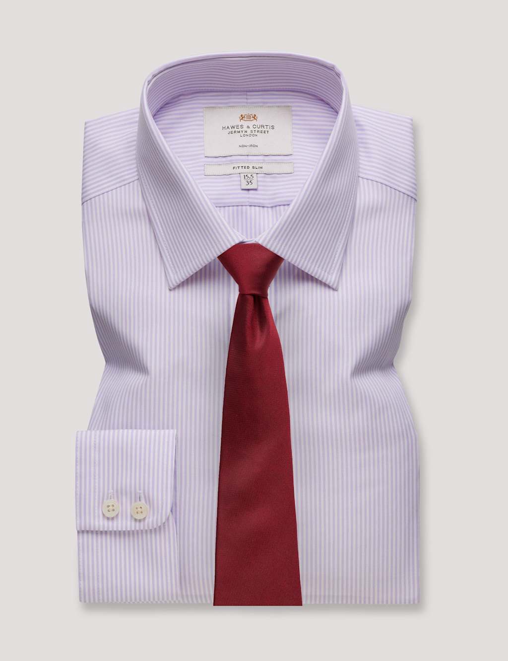 Hawes & Curtis Slim Fit Non Iron Pure Cotton Striped Shirt White Mix