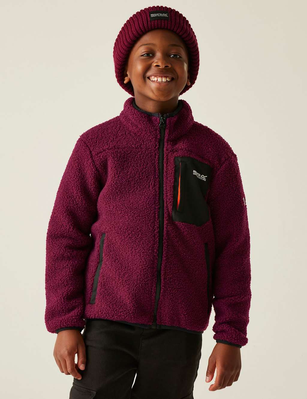 Regatta Junior Frankie Zip Borg Fleece Jacket (3-14 Yrs) Purple Mix