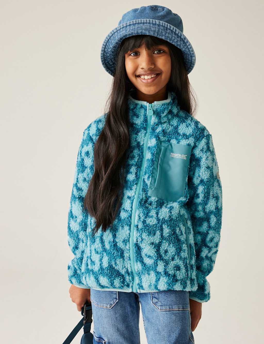 Regatta Junior Frankie Zip Borg Fleece Jacket (3-14 Yrs) Blue Mix