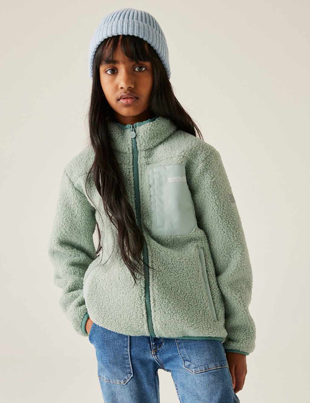 Regatta Junior Frankie Zip Borg Fleece Jacket (3-14 Yrs) Green