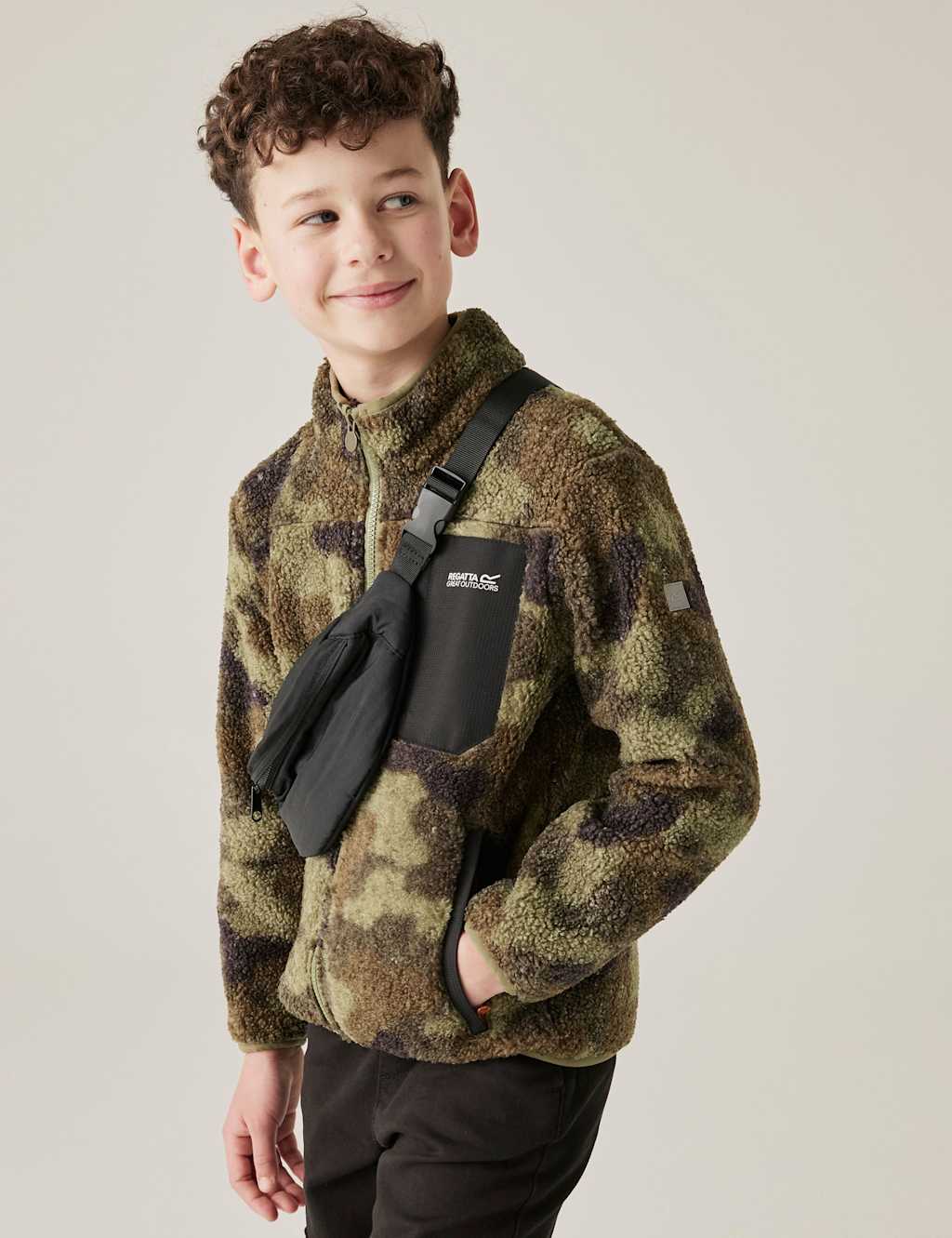 Regatta Junior Frankie Zip Borg Fleece Jacket (3-14 Yrs) Green Mix