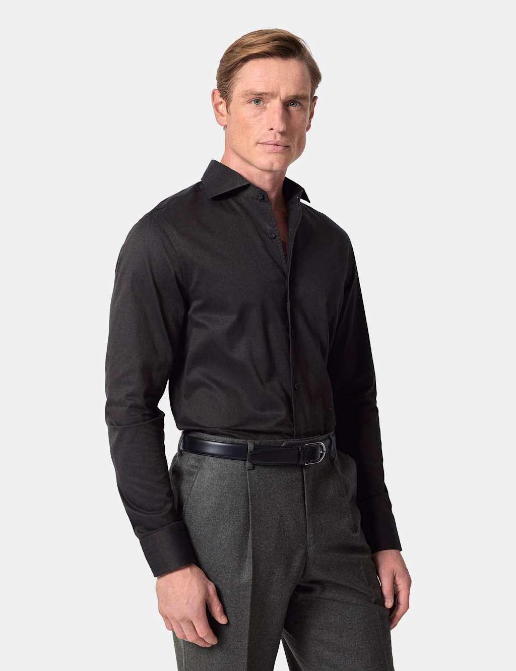 Hawes & Curtis Regular Fit Pure Cotton Flannel Shirt Olive