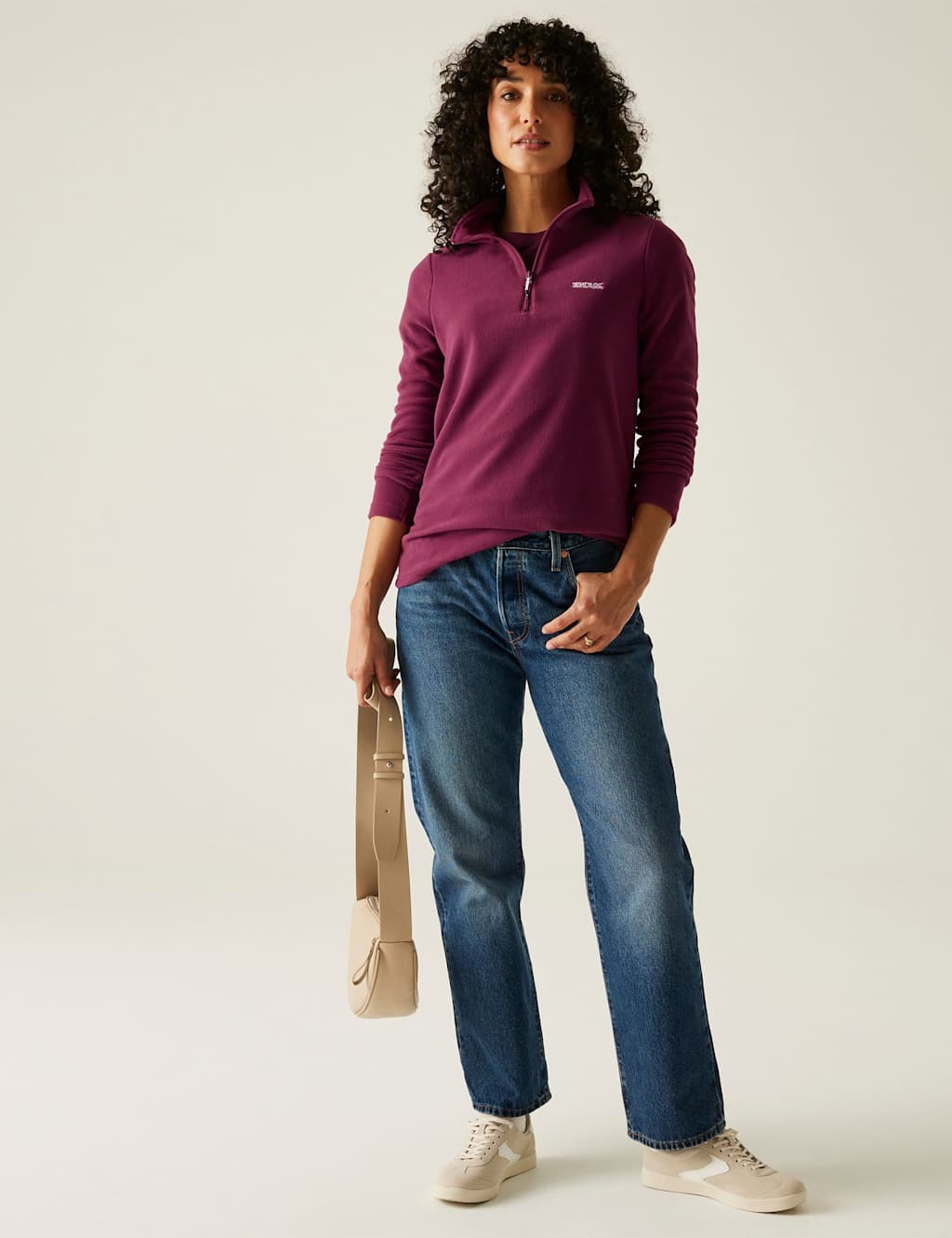 Regatta Sweethart Funnel Neck Half Zip Fleece Dark Pink