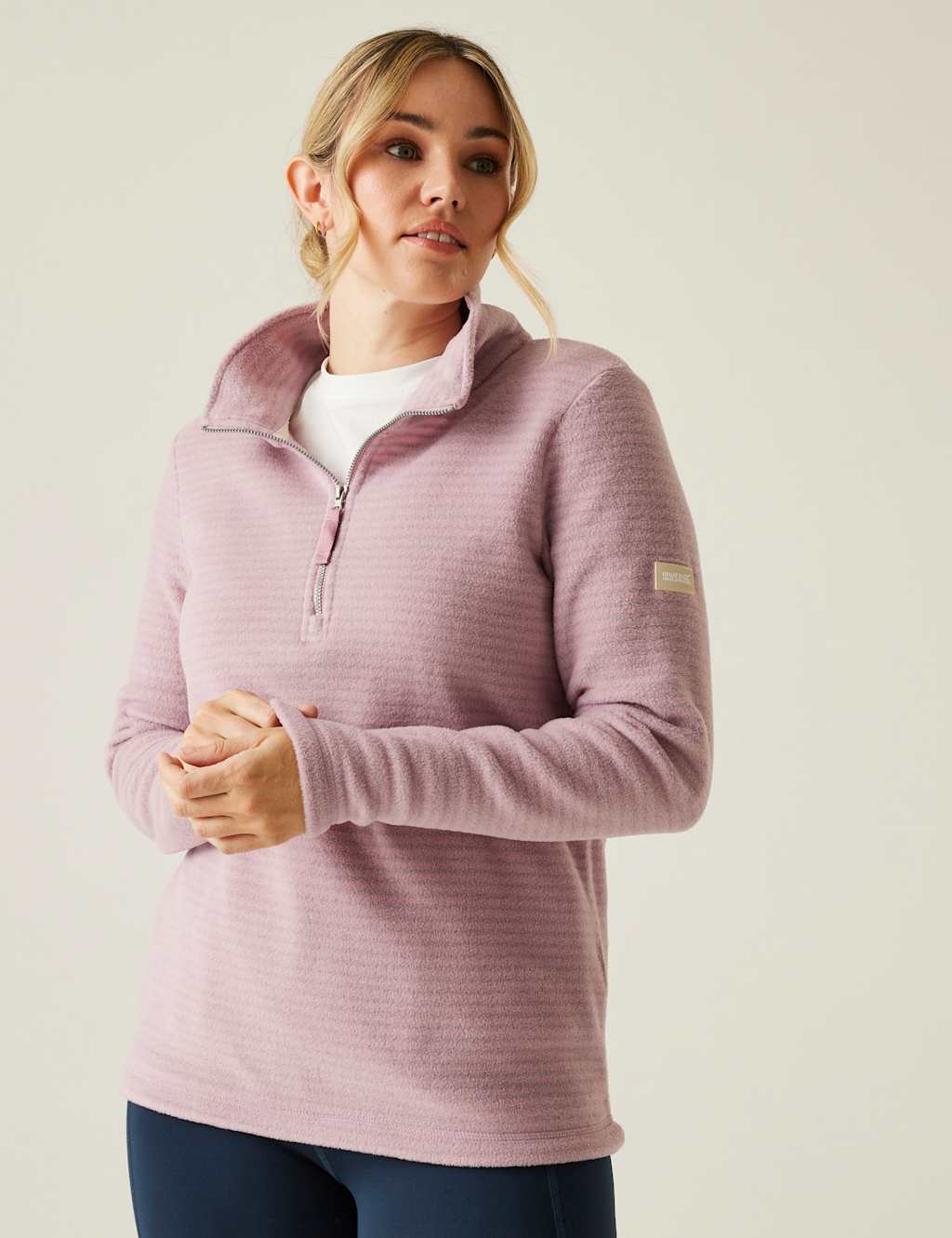 Solenne II Striped Half Zip Fleece