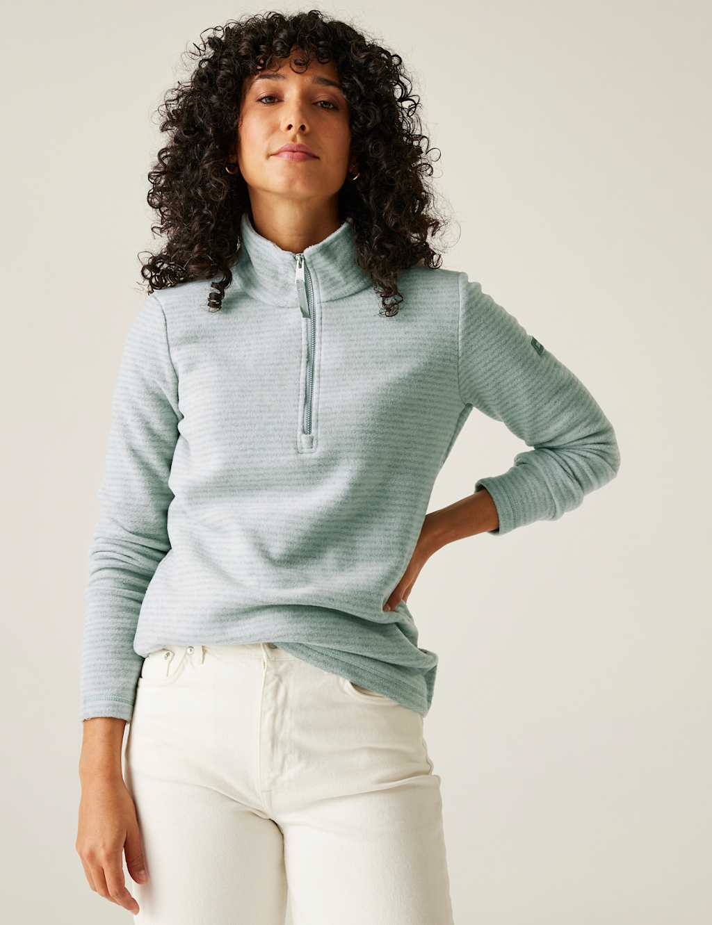 Solenne II Striped Half Zip Fleece