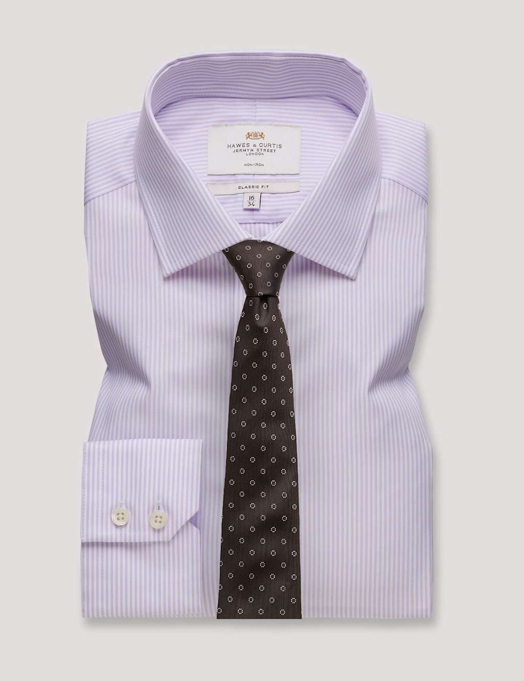 Hawes & Curtis Non Iron Pure Cotton Striped Shirt Lilac