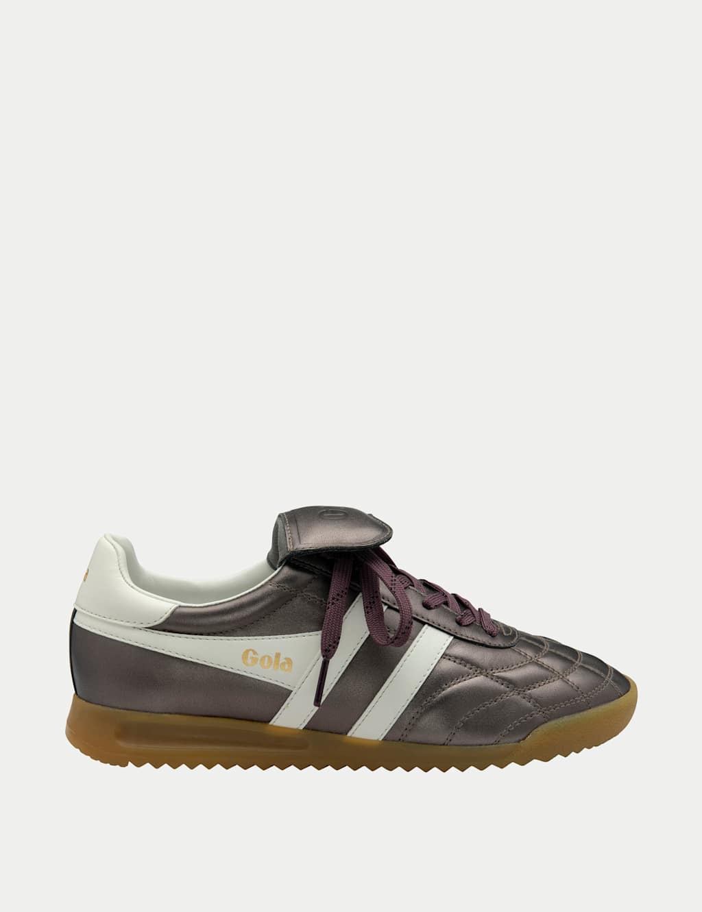 Gola Women's Stadium '86 Leather Stripe Trainers Silver Mix