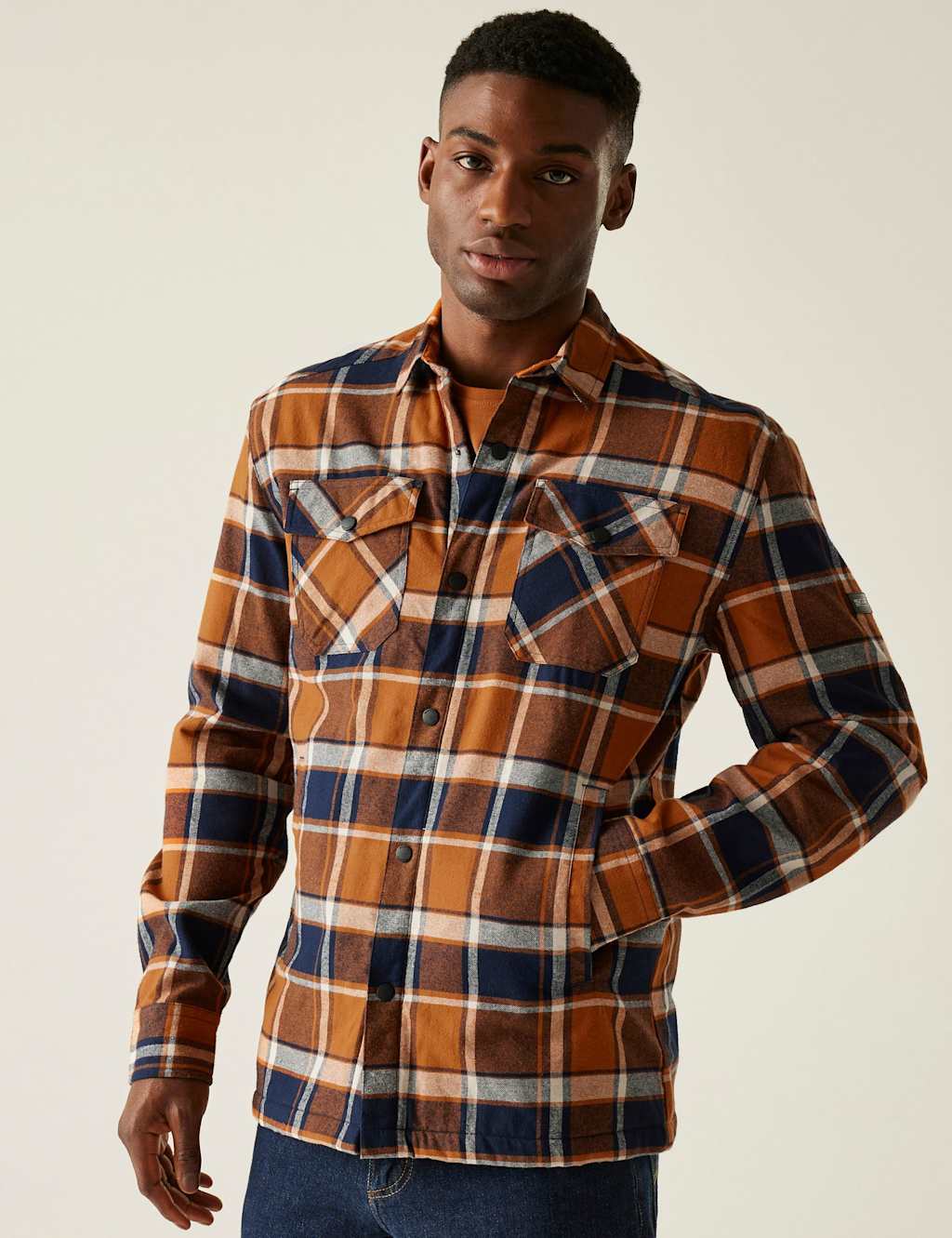 Regatta Spennith Pure Cotton Checked Shacket Blue Mix