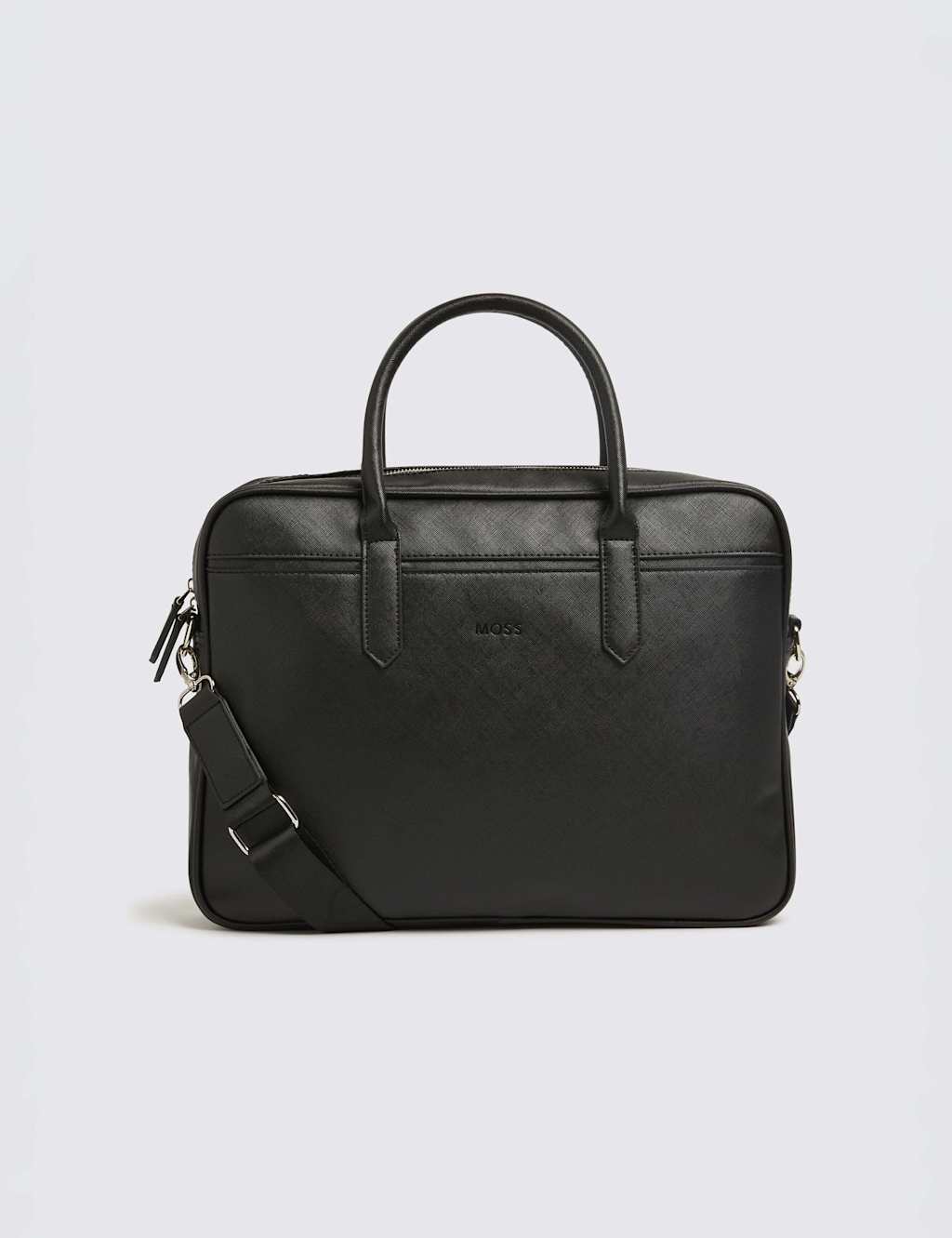 Moss Men's Saffiano Briefcase - Black - Available at M&S