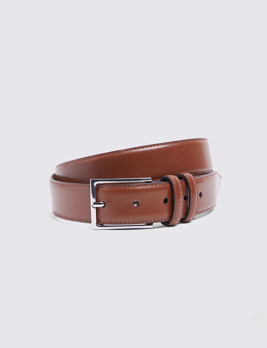 Moss Men's Leather Smart Belt - 38 - Tan - Available at M&S