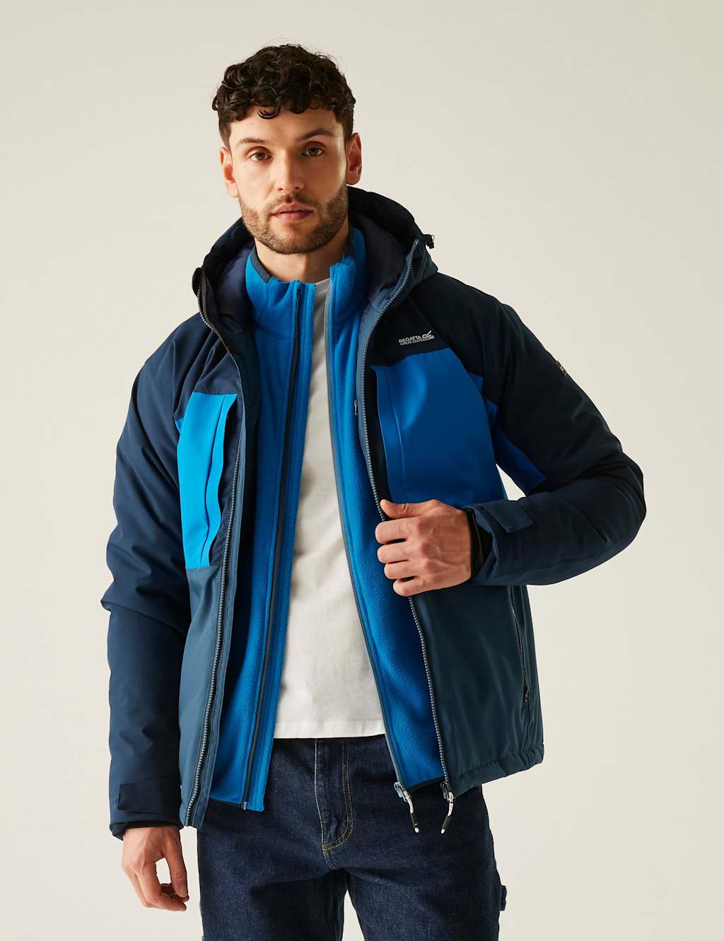 Regatta Maland Waterproof Padded Hooded Jacket Blue Mix