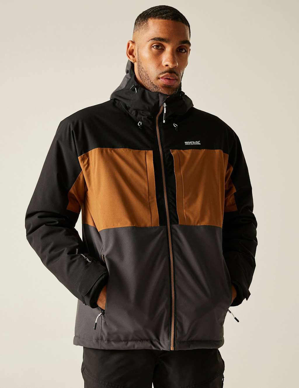 Regatta Maland Waterproof Padded Hooded Jacket Brown Mix