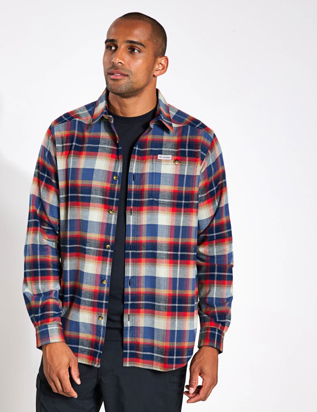 Columbia Men's Cornell Woods Pure Cotton Flannel Shirt - Blue Mix, Blue Mix