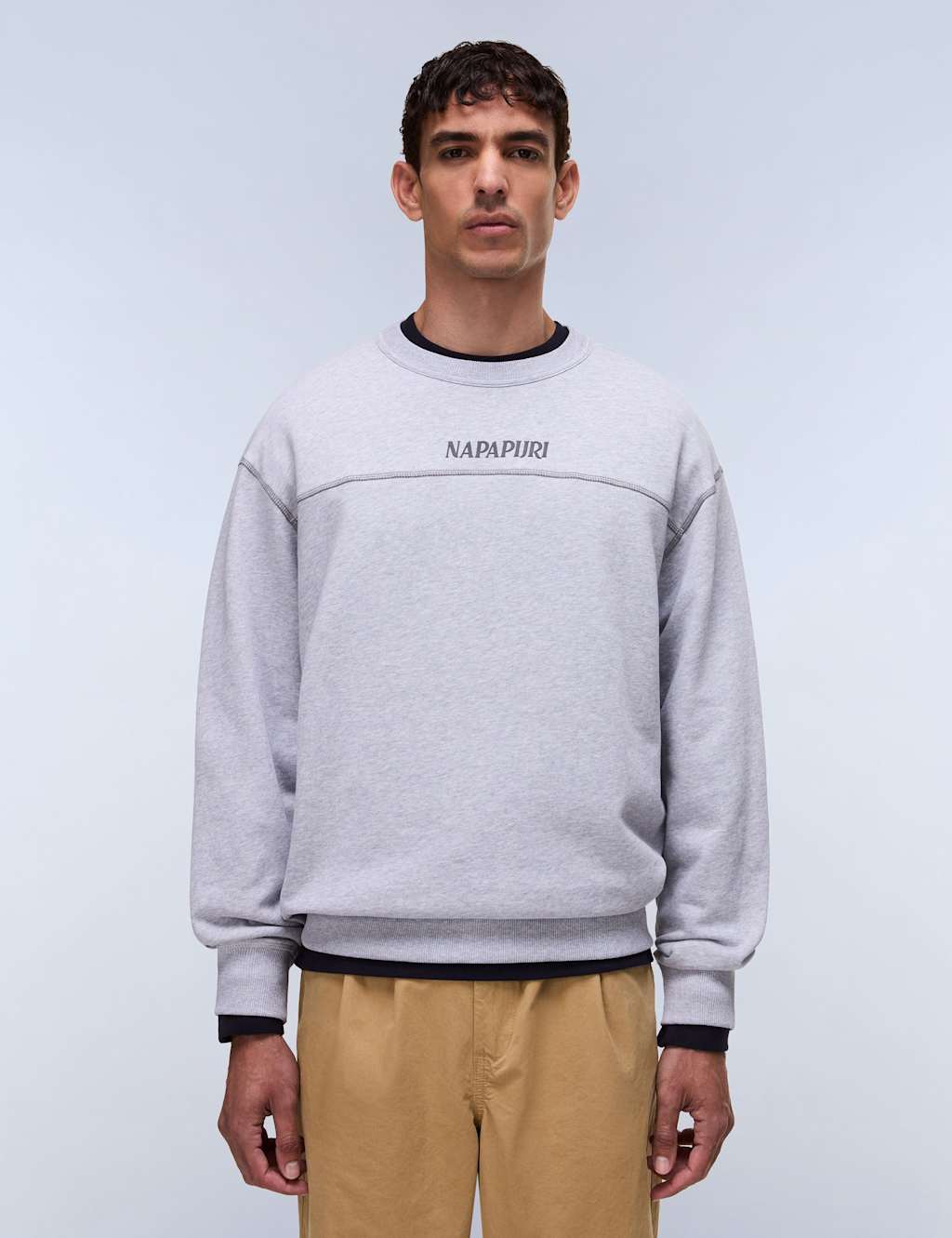 Napapijri Men's Umbra Pure Cotton Crew Neck Sweatshirt - M - Grey Marl - Available at M&S