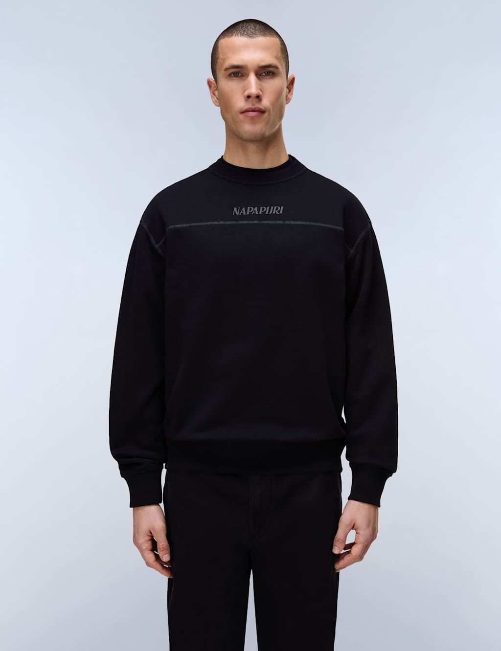 Napapijri Men's Umbra Pure Cotton Crew Neck Sweatshirt - L - Black - Available at M&S